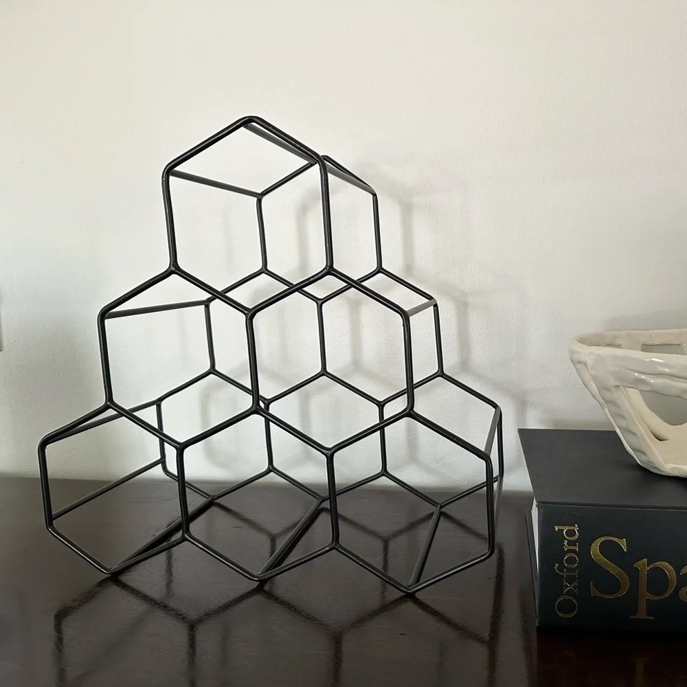 West Elm Honeycomb Metal Wine Rack (Black)